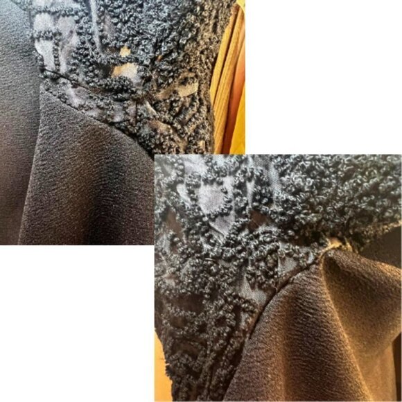 LUCKY BRAND Black Mixed Material Embroidered Mesh Open Cardigan Size S - Picture 16 of 16